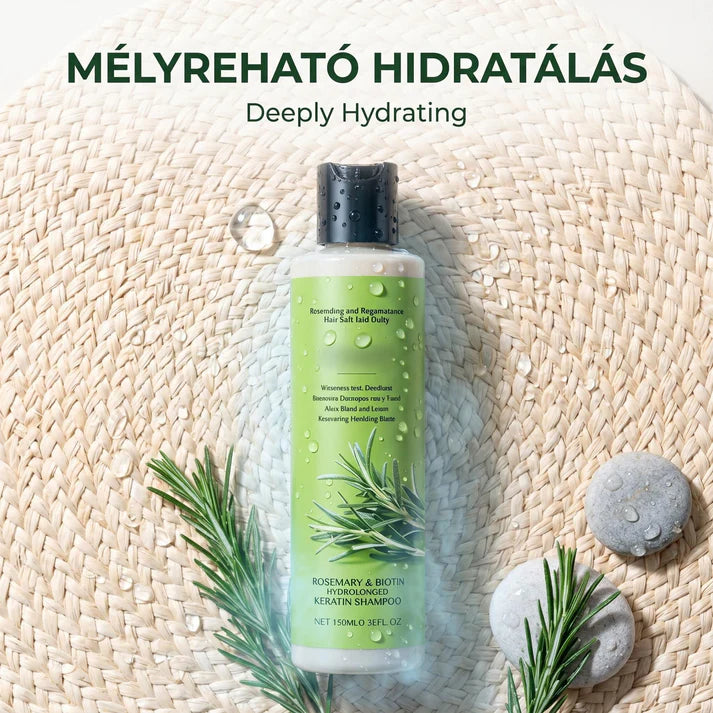 🧴 Tápláló sampon száraz fejbőrre és sérült hajra – keratin + rozmaring + biotin