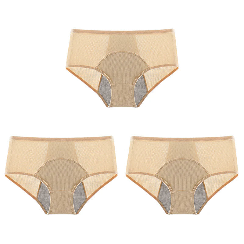 3-Piece Set 🔥🍃 High-waisted sanitary panties with leak protection front and back, effectively preventing side leakage