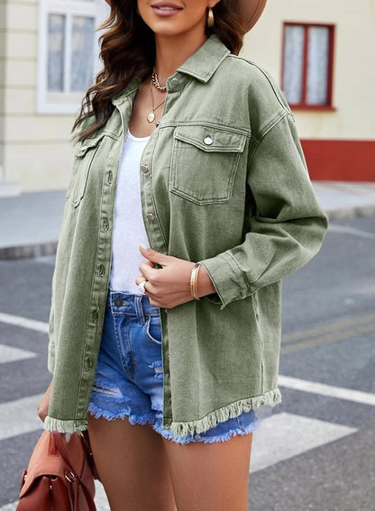 Ženska casual jeans jakna z gumbi 【Pralna, jesensko-zimski značaj】