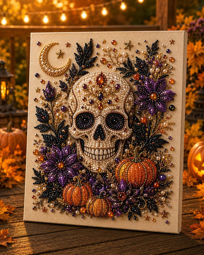 🎃 Halloween-i gyöngyös kézműves készlet – Nincs szükség rajztudásra, csak a gyöngyöket kell a mintához illeszteni és felragasztani.