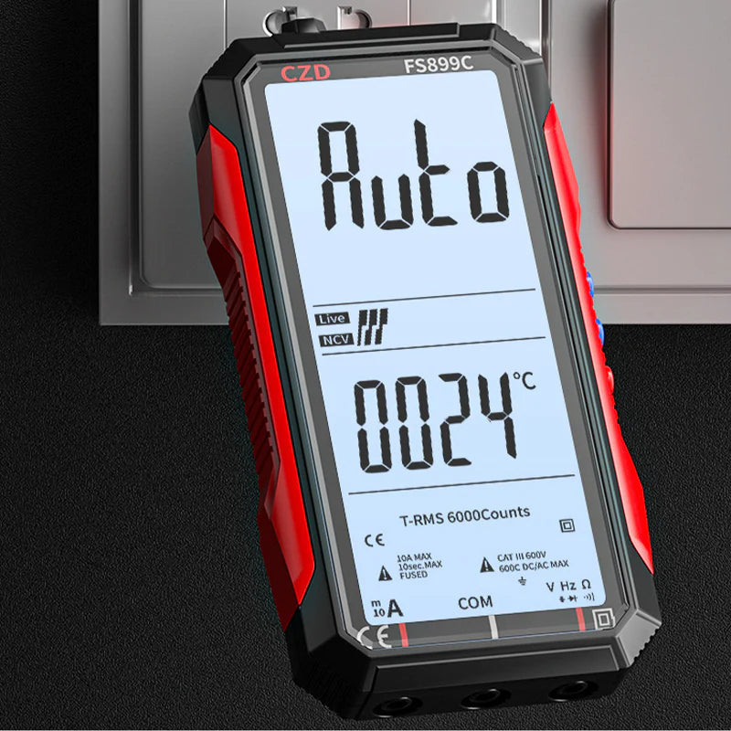 USB Tölthetős Digitális Multiméter – True RMS, Automatikus Tartományváltás és Megvilágított LCD Kijelző, CAT III 1000V