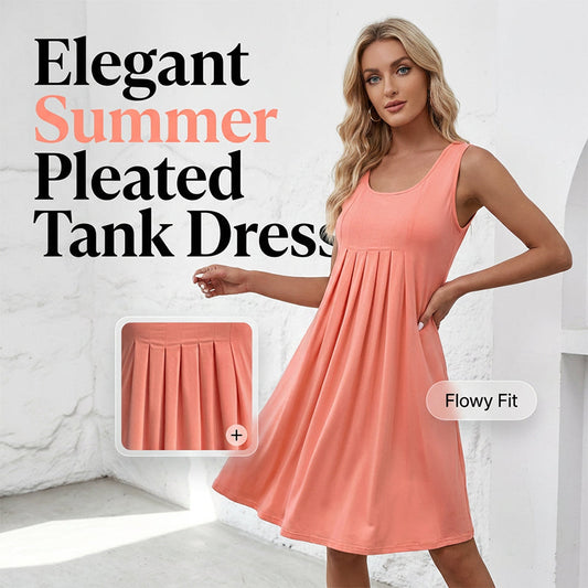 🔥50% Kedvezmény🏷️🌸 Könnyed nyári ruha, ✨ elöl ráncolt, ujjatlan A-vonalú szabás – 8 színben, S-5XL