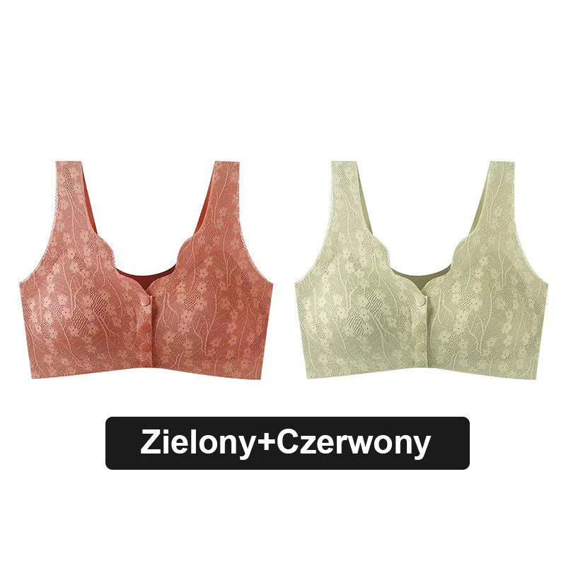 Wygodny koronkowy biustonosz na guziki Plus Size