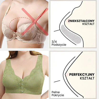 Wygodny koronkowy biustonosz na guziki Plus Size