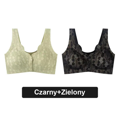 Wygodny koronkowy biustonosz na guziki Plus Size