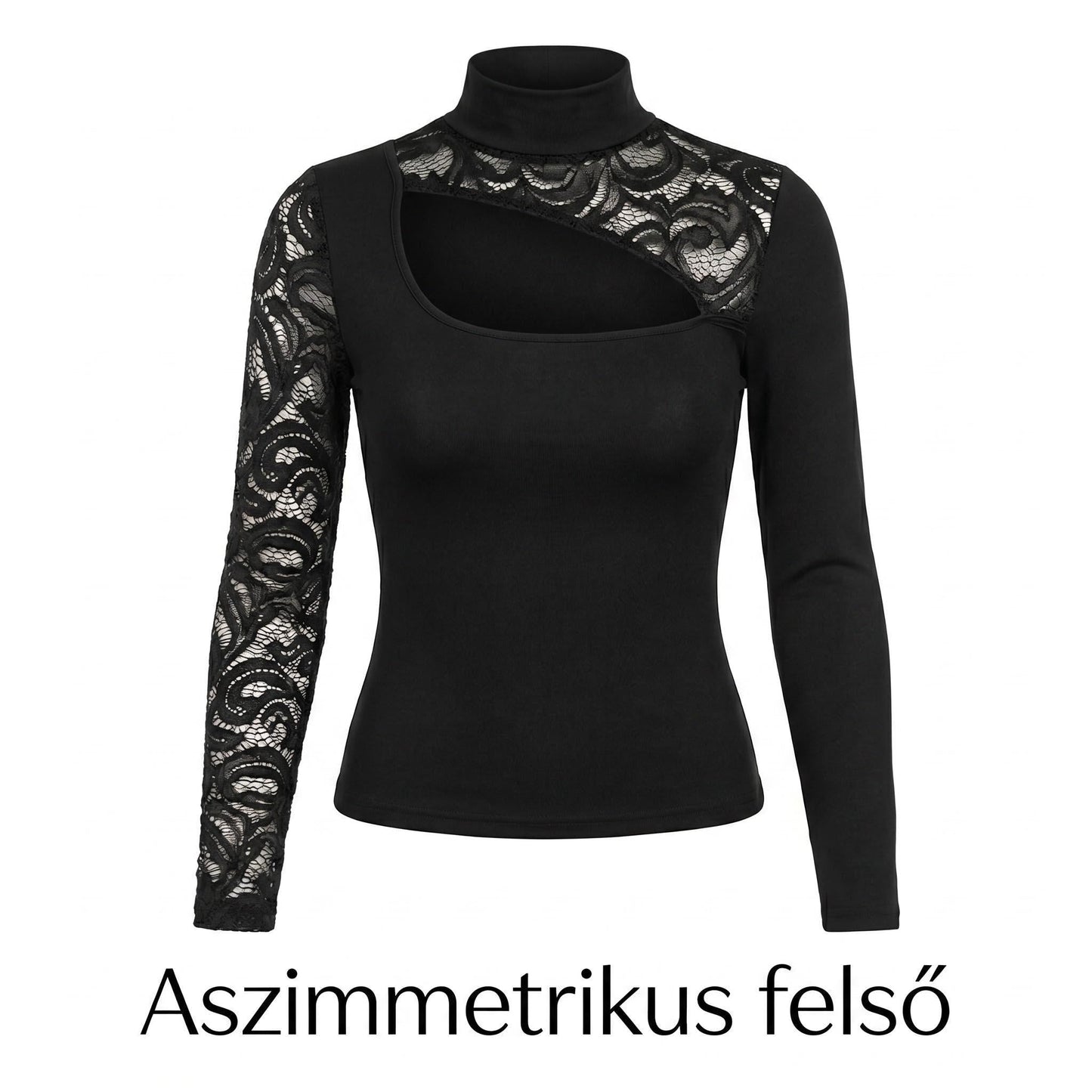 👍2026 Új modell🎁Ingyenes ajándék-📿Gyönyörű nyaklánc✨ Aszimmetrikus csipkés slim fit felső – Modern eleganccia minden alkalommal!