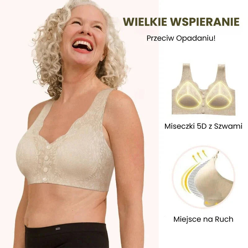 Wygodny koronkowy biustonosz na guziki Plus Size