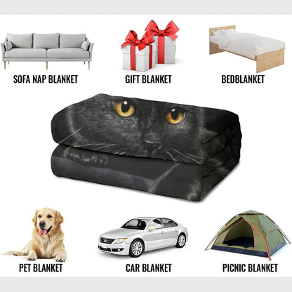 Cute Black Cat Print Flannel Blanket