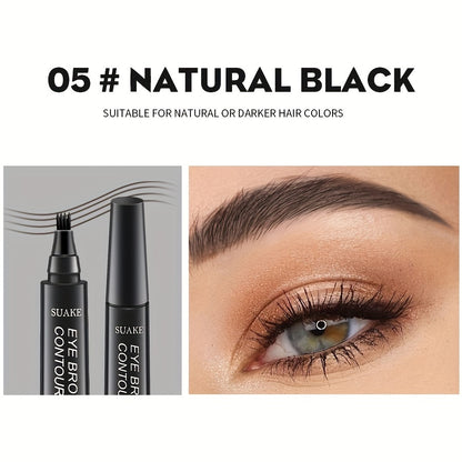 Four-brush wild water eyebrow pencil, long-lasting, smudge-proof, waterproof, sweat-proof, and fade-resistant