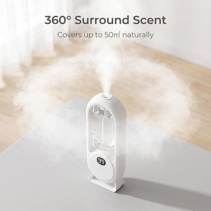 ✨ AromaGlow 360 intelligens illatdiffúzor – 50 négyzetméteres hatótávolság, akár 2 hónapos akkumulátor-üzemidő, 5 időzítési mód💨