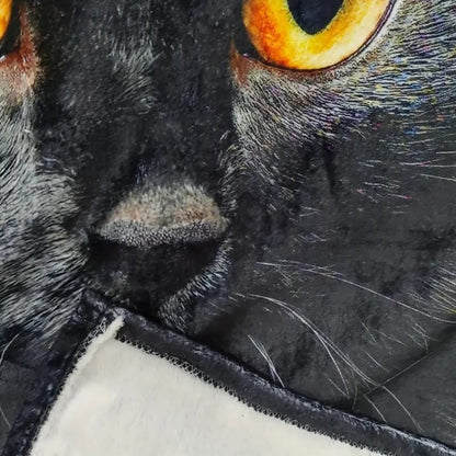 Cute Black Cat Print Flannel Blanket