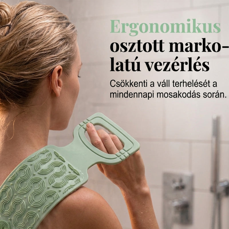 Kényelmes szilikon háttisztító kefe