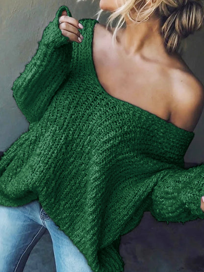 Women's Off-the-Shoulder Sweater Loose Lightweight Pullover Top