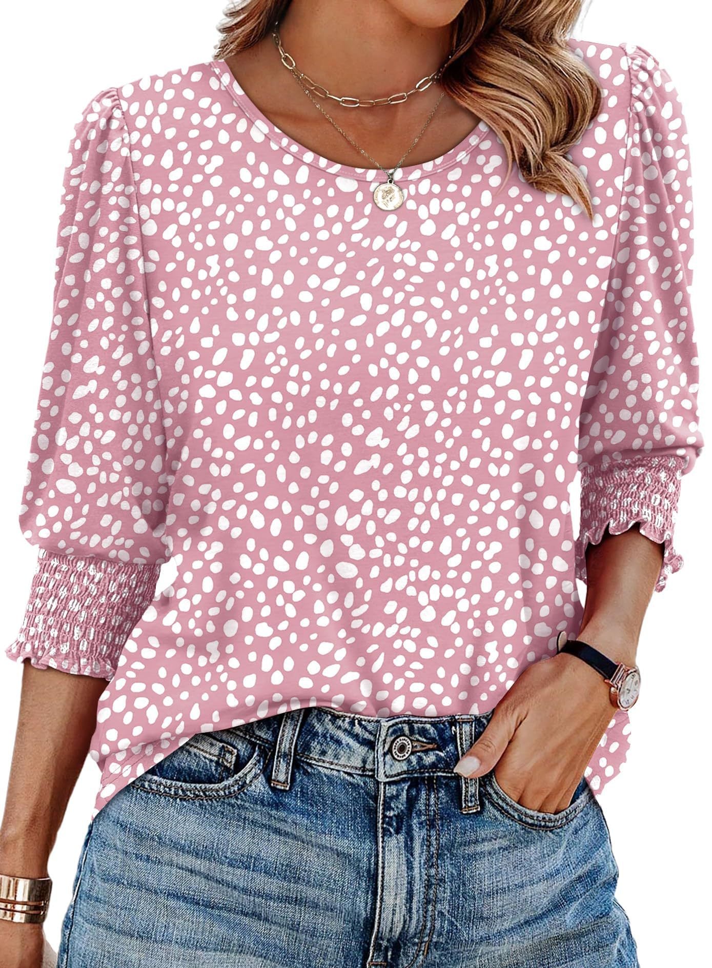 【🔥Sproščeno elegantno✨】Ženska bluza s 3/4 dolgimi rokavi in nabranimi manšetami