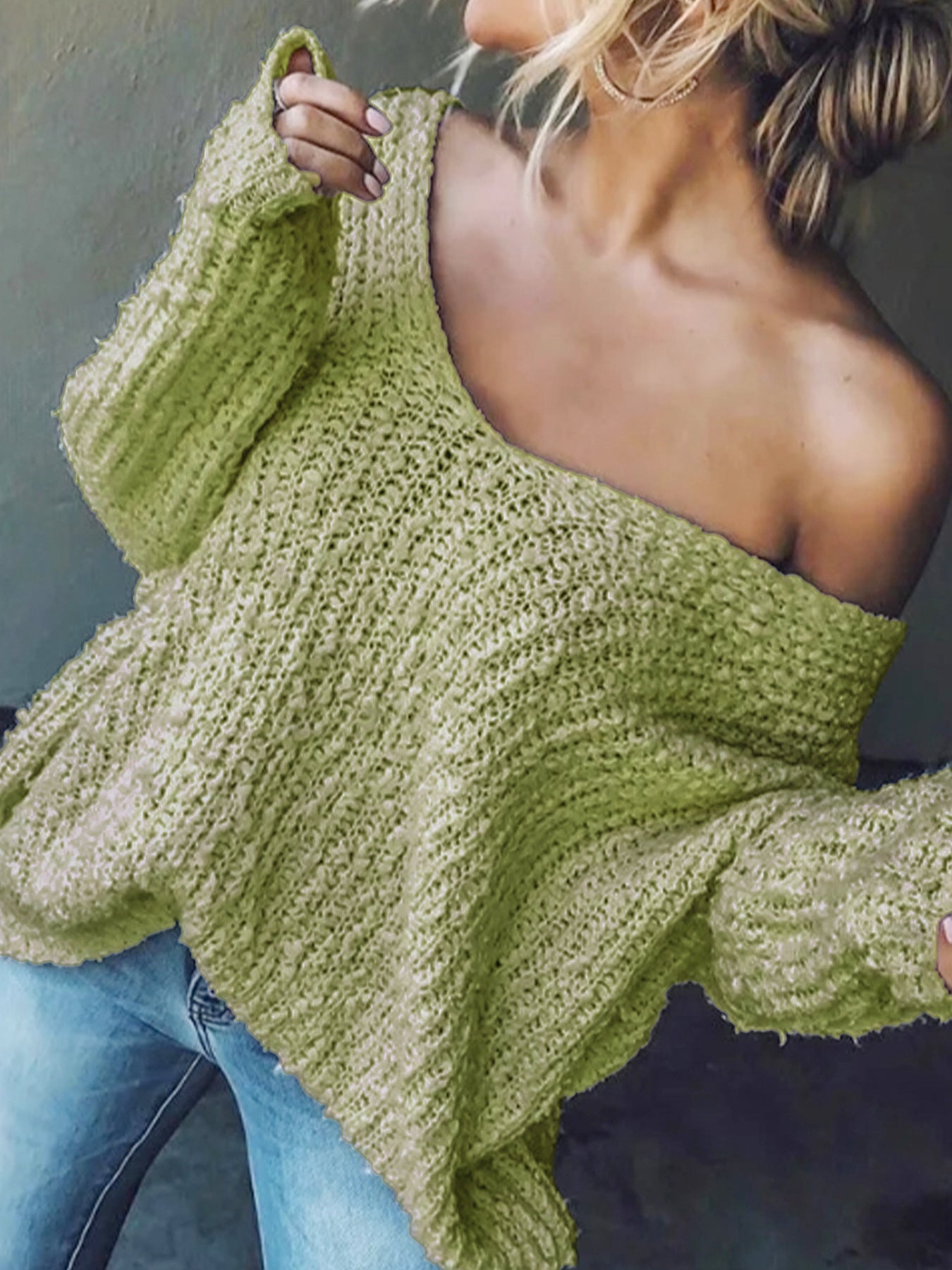 Women's Off-the-Shoulder Sweater Loose Lightweight Pullover Top