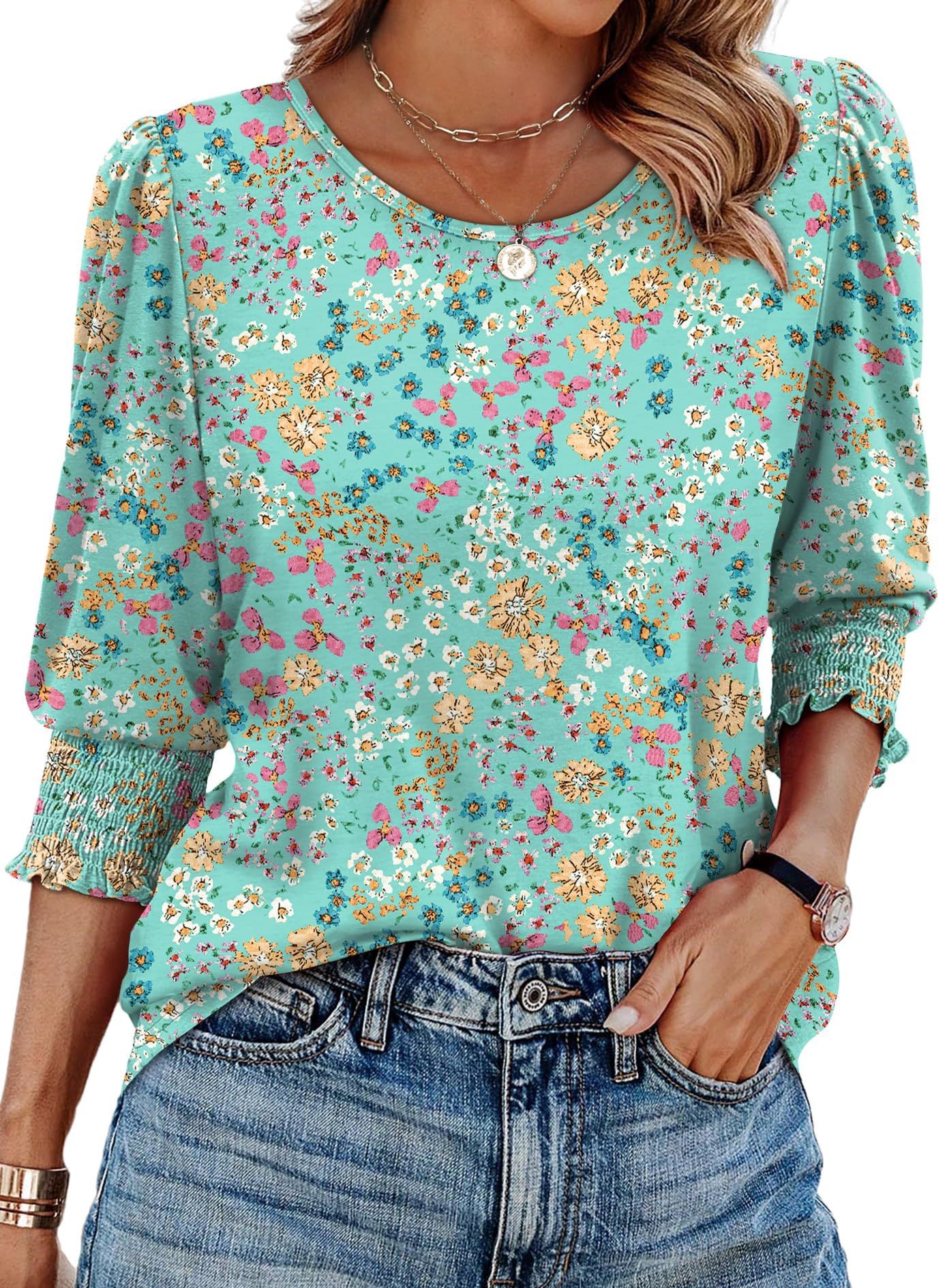 【🔥Sproščeno elegantno✨】Ženska bluza s 3/4 dolgimi rokavi in nabranimi manšetami