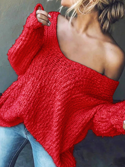 Women's Off-the-Shoulder Sweater Loose Lightweight Pullover Top