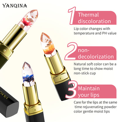 Warm gradient moisturizing transparent color-changing lip balm