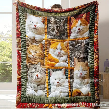 😸Moderna flanelasta odeja z mačjim potiskom -🔥Super mehka in topla plišasta odeja, za vse letne čase