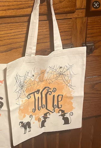 Personalizirana platnena torba s tematiko noči čarovnic - Torba z personaliziranim vzorcem in imeni