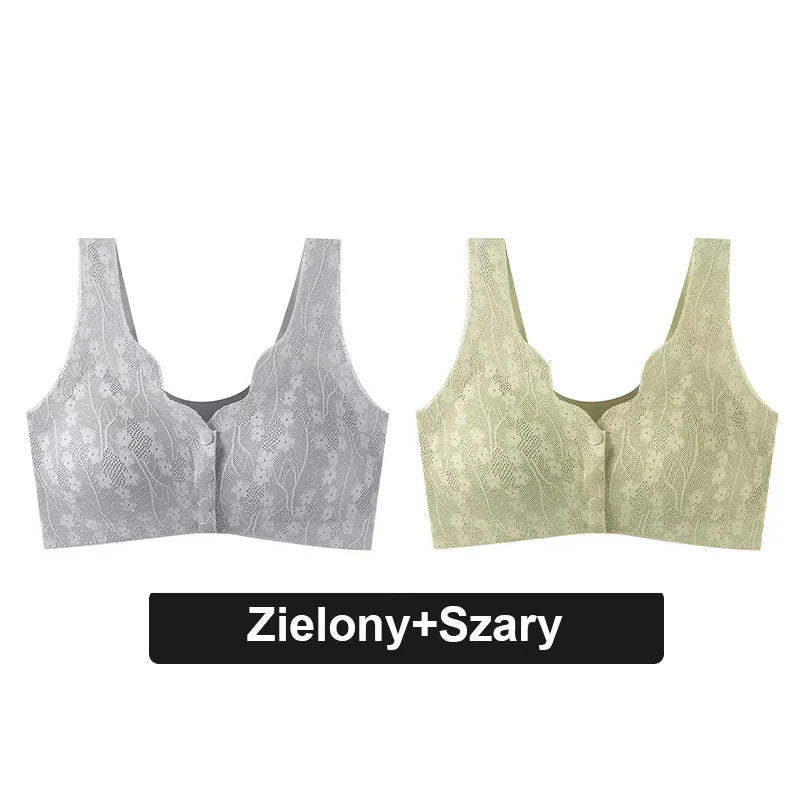 Wygodny koronkowy biustonosz na guziki Plus Size