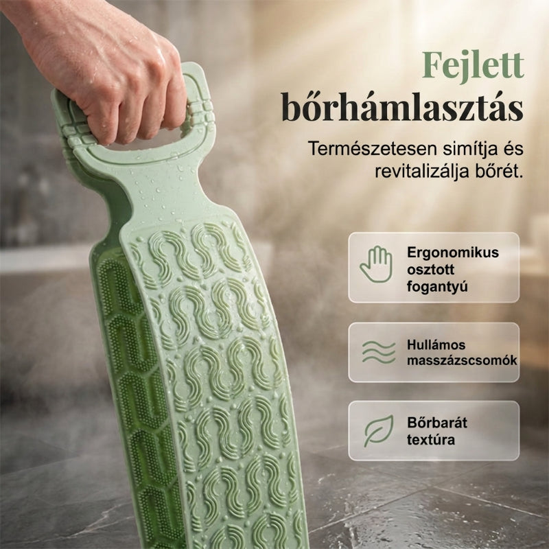 Kényelmes szilikon háttisztító kefe