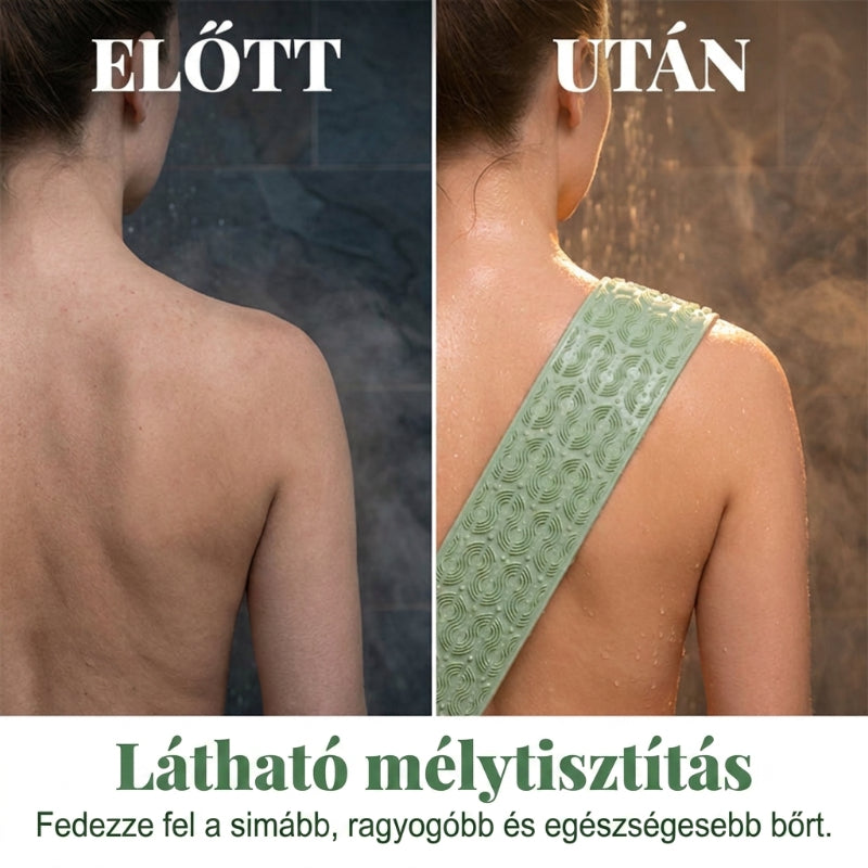 Kényelmes szilikon háttisztító kefe