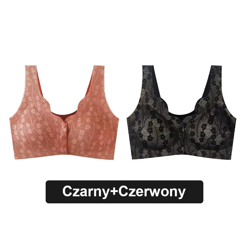 Wygodny koronkowy biustonosz na guziki Plus Size