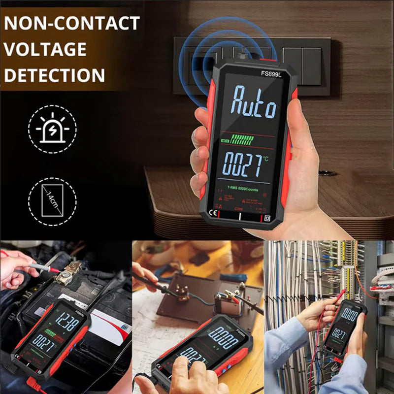 USB Tölthetős Digitális Multiméter – True RMS, Automatikus Tartományváltás és Megvilágított LCD Kijelző, CAT III 1000V