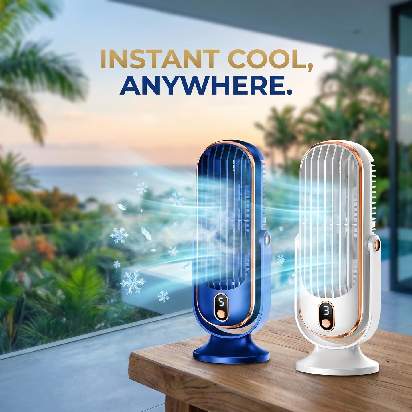 ❄️5 fokozatú hordozható asztali légkondicionáló ventilátor, otthoni és irodai használatra ✨