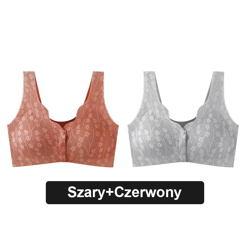 Wygodny koronkowy biustonosz na guziki Plus Size