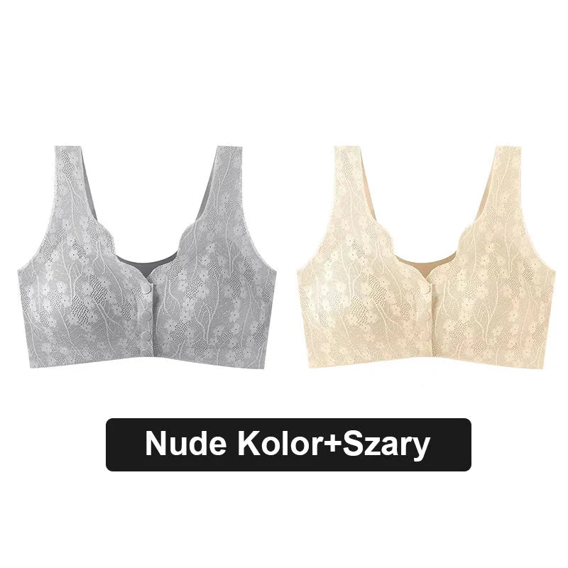 Wygodny koronkowy biustonosz na guziki Plus Size