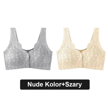 Wygodny koronkowy biustonosz na guziki Plus Size