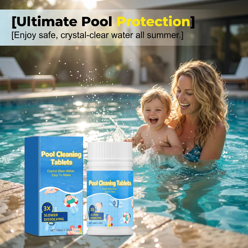 💧Kristálytiszta medence tisztító tabletták – Lassú oldódású!🩰Multifunkcionális medence tabletta – Eltávolítja a foltokat és kellemetlen szagokat!