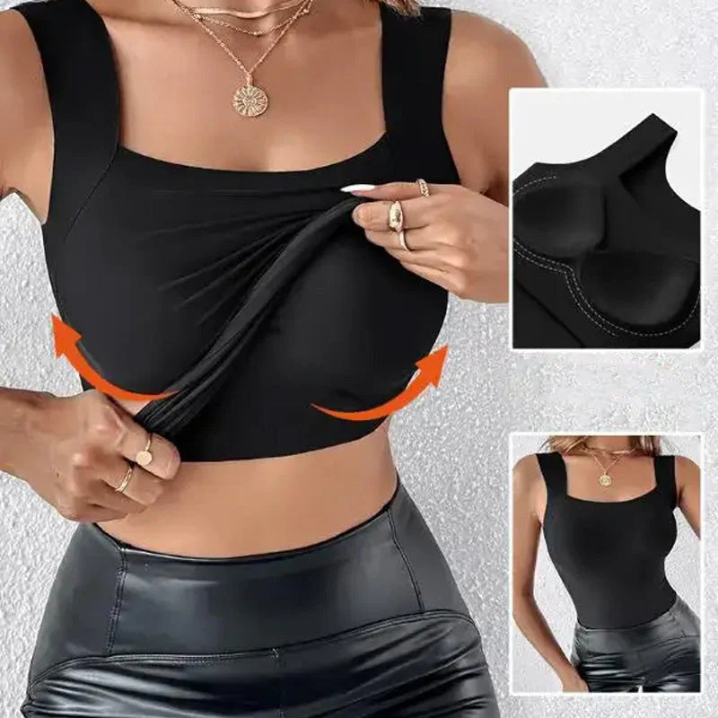 【🎁📿Ingyenes Rózsaszín Nyaklánc🎁】💖 (S-5XL) Alakformáló Felső Beépített Melltartóval 💃