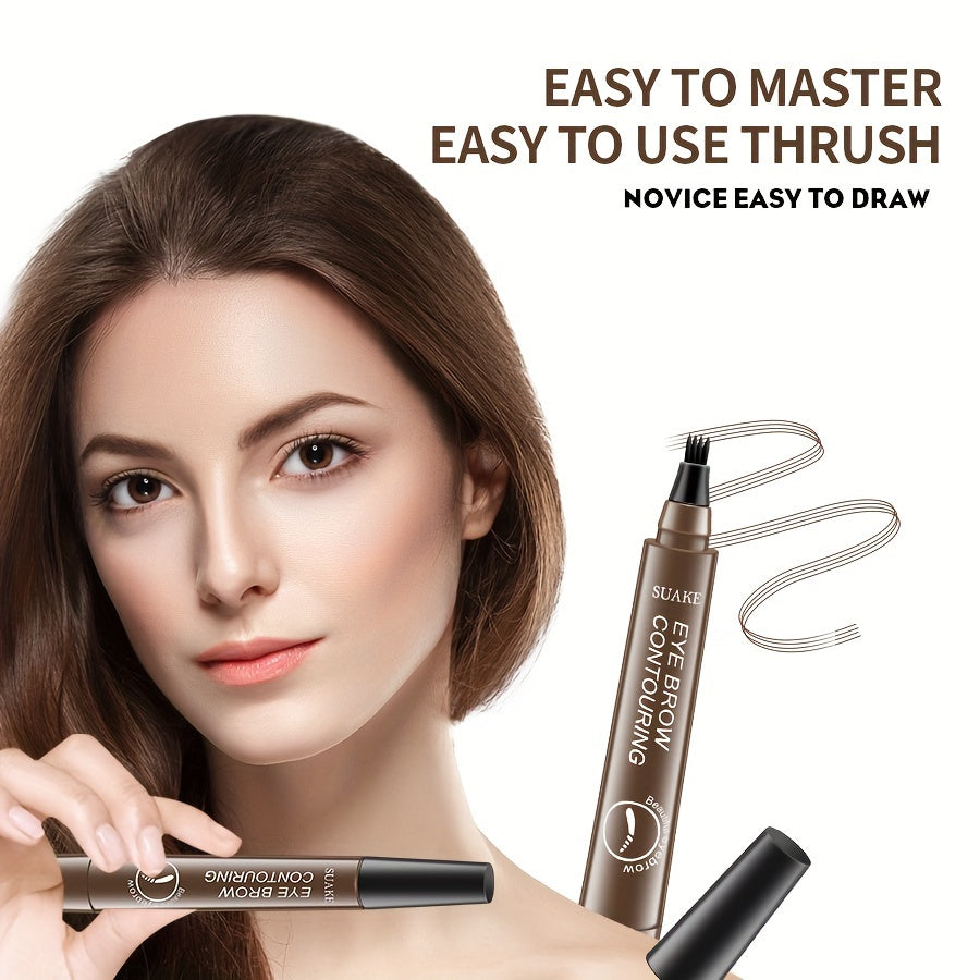 Four-brush wild water eyebrow pencil, long-lasting, smudge-proof, waterproof, sweat-proof, and fade-resistant