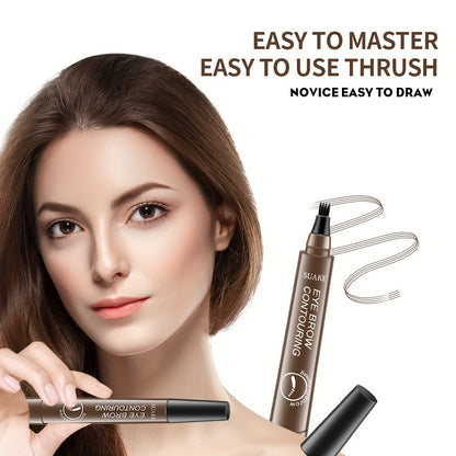 Four-brush wild water eyebrow pencil, long-lasting, smudge-proof, waterproof, sweat-proof, and fade-resistant