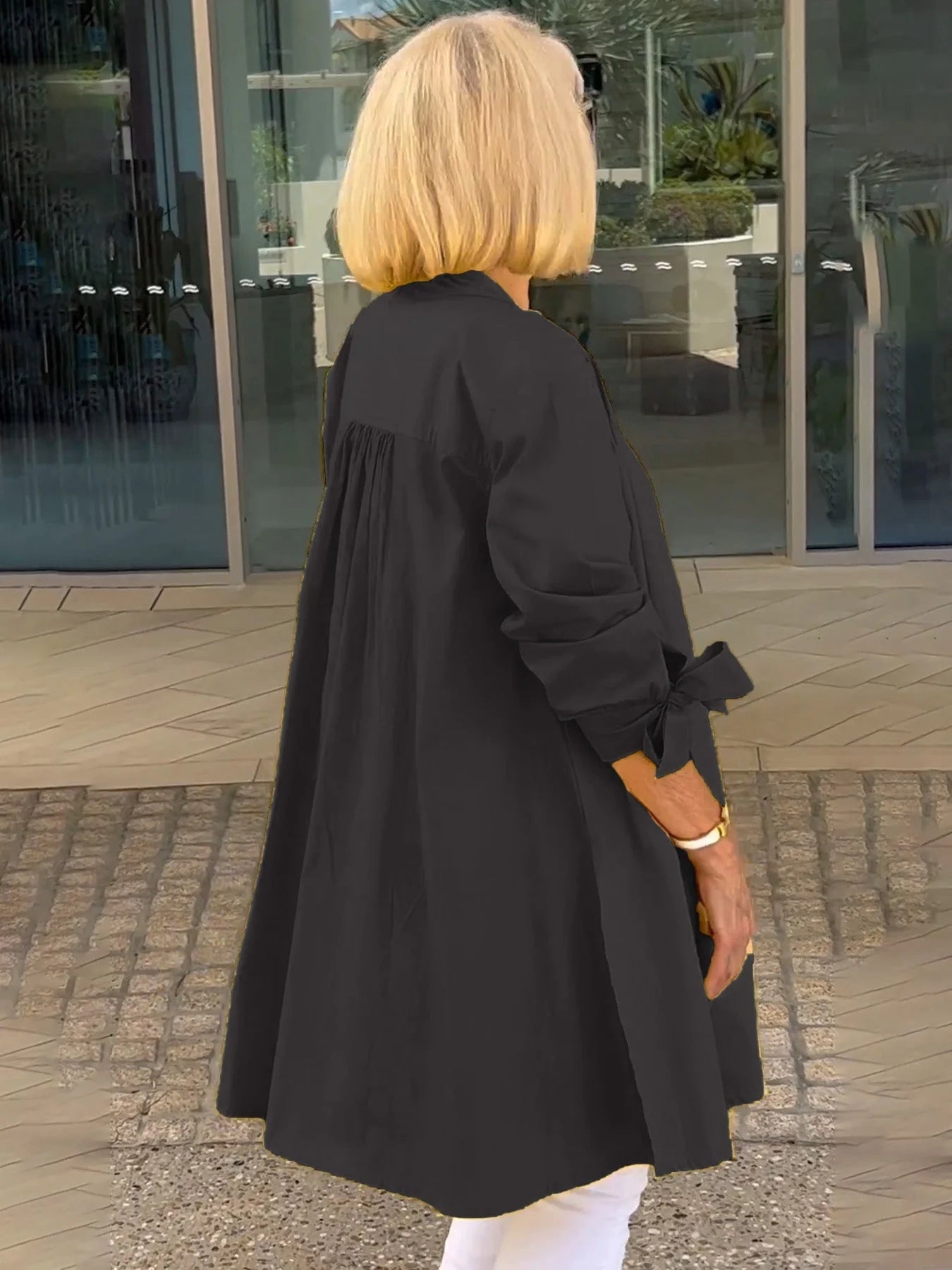 【🔥Elegantna in stilska】✨Enobarvna dolga bombažna srajca