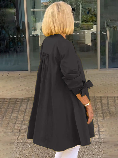【🔥Elegantna in stilska】✨Enobarvna dolga bombažna srajca