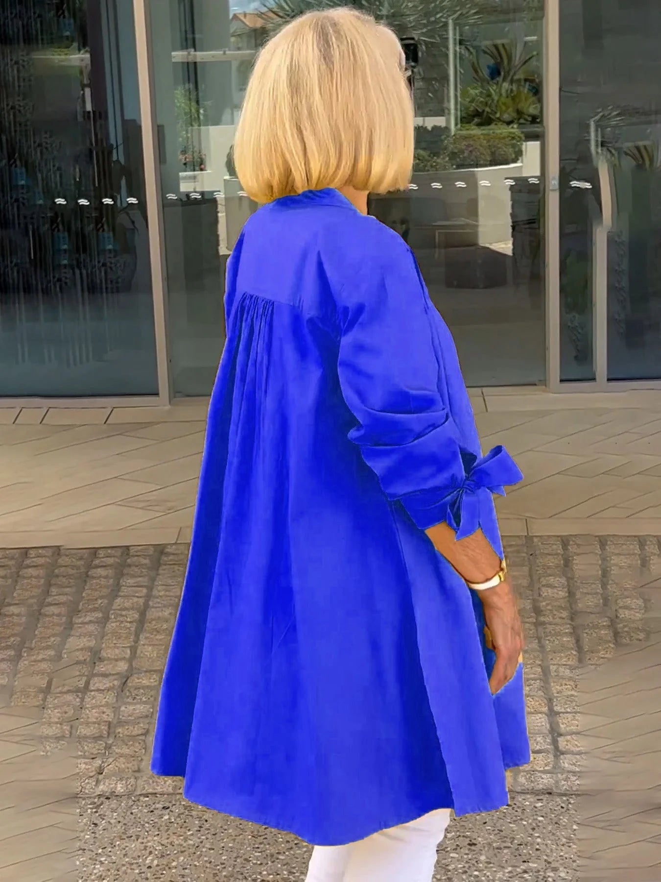 【🔥Elegantna in stilska】✨Enobarvna dolga bombažna srajca