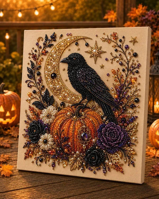 🎃 Halloween-i gyöngyös kézműves készlet – Nincs szükség rajztudásra, csak a gyöngyöket kell a mintához illeszteni és felragasztani.