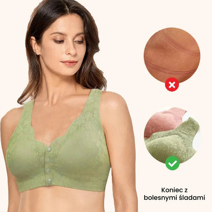 Wygodny koronkowy biustonosz na guziki Plus Size