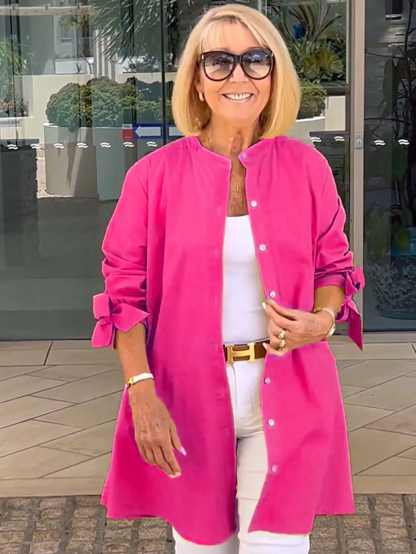 【🔥Elegantna in stilska】✨Enobarvna dolga bombažna srajca