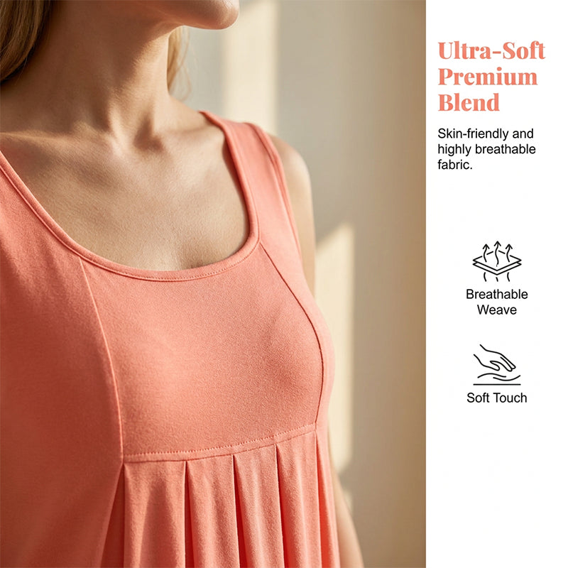 🔥50% Kedvezmény🏷️🌸 Könnyed nyári ruha, ✨ elöl ráncolt, ujjatlan A-vonalú szabás – 8 színben, S-5XL