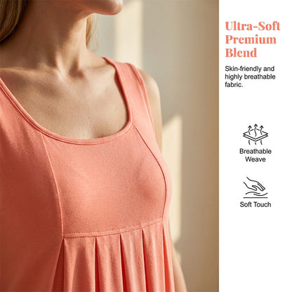 🔥50% Kedvezmény🏷️🌸 Könnyed nyári ruha, ✨ elöl ráncolt, ujjatlan A-vonalú szabás – 8 színben, S-5XL