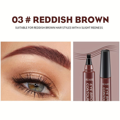 Four-brush wild water eyebrow pencil, long-lasting, smudge-proof, waterproof, sweat-proof, and fade-resistant
