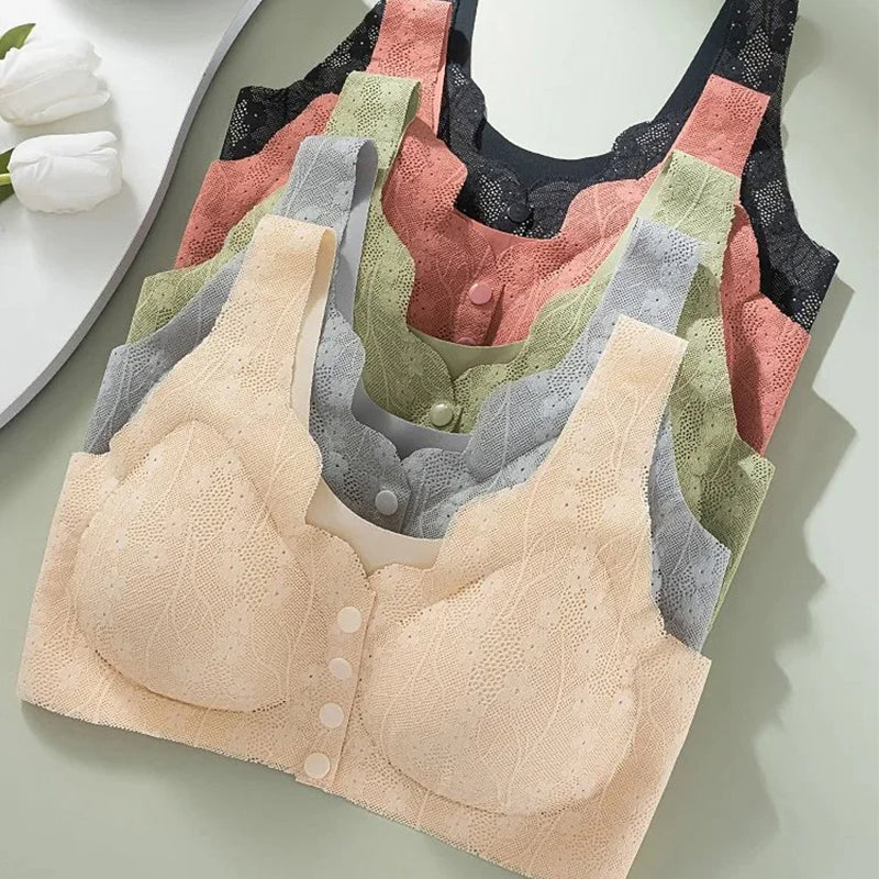 Wygodny koronkowy biustonosz na guziki Plus Size