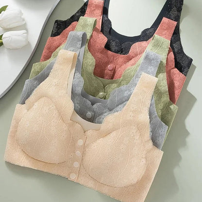 Wygodny koronkowy biustonosz na guziki Plus Size