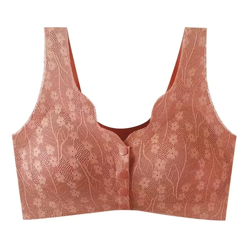 Wygodny koronkowy biustonosz na guziki Plus Size