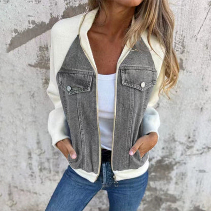 【❗Jesenski obvezni outfiti✨】🔥Kreativna ženska jeans jakna, modna, s cvetličnim potiskom